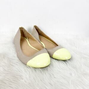2/$30 Gap 7 Womens Beige Bright Yellow Textile Cap Toe Flats